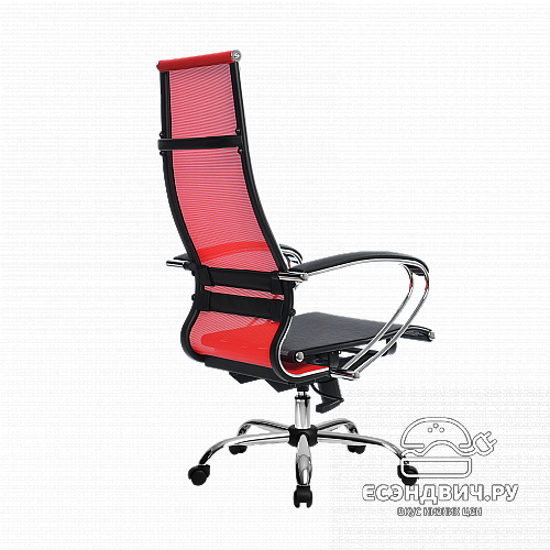 Кресло №7 "Скай" (Ткань-сетка Красная/Ткань-сетка Черная/Хром)-Mt//SU-1-BK