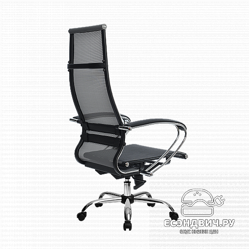 Кресло №7 "Скай" (Ткань-сетка Серая/Ткань-сетка Черная/Хром)-Mt/SU-1-BK