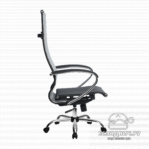 Кресло №7 "Скай" (Ткань-сетка Серая/Ткань-сетка Черная/Хром)-Mt/SU-1-BK