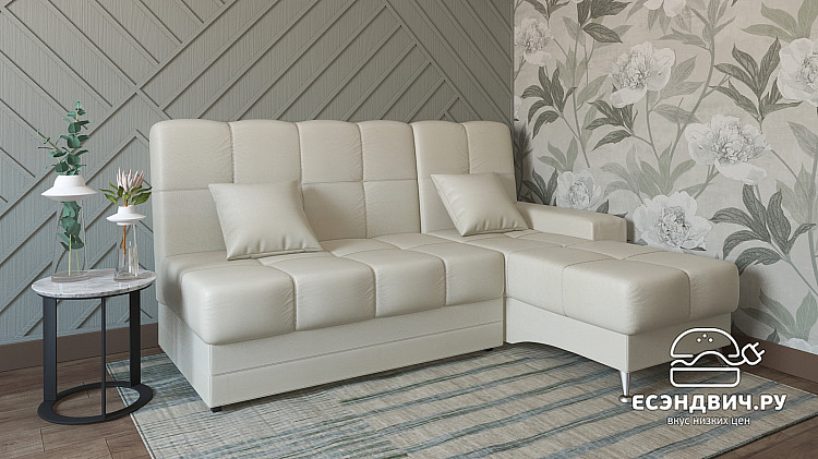 Диван угловой (правый) Вегас  (Кожзам светлый/Кожзам светлый)