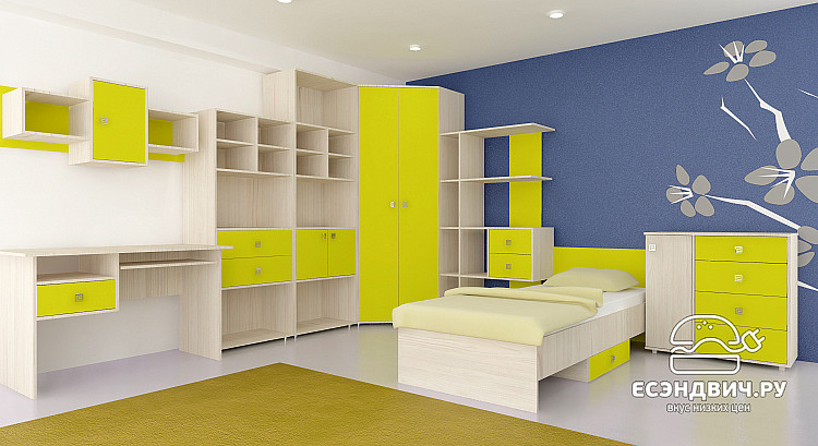 Стеллаж "Дженни" (Сосна астрид/Лайм) D/J