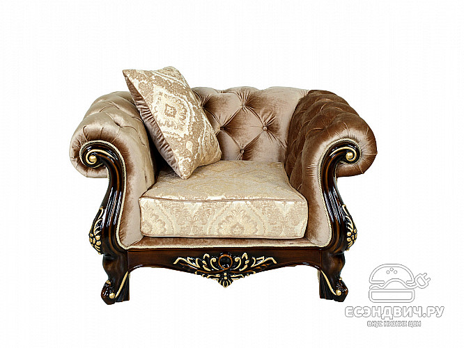 Комплект мягк.мебели 3 предм. Asole "Мона Лиза" (Орех/Золото/Бархат/Жаккард/Патина Позолота) Fb1/Asl/2