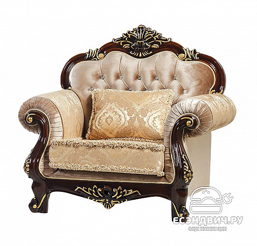 Комплект мягк.мебели 3 предм.Classico "Мона Лиза" (Орех/Золото/Бархат/Жаккард/Патина Позолота) Fb1/IL/2