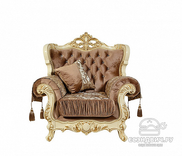 Комплект мягк.мебели 3 предм. Luxe "Мона Лиза" (Крем/Стандарт/Бархат/Жаккард/Патина Позолота) Fb1/Esm/2