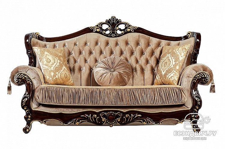 Комплект мягк.мебели 3 предм. Luxe "Мона Лиза" (Орех/Золото/Бархат/Жаккард/Патина Позолота) Fb1/Esm/2