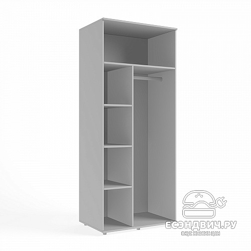 Шкаф 2-х дв. 0,8 прав. штанга/полки "Лаворо" (Анкор тёмный/Аква) D_Mi