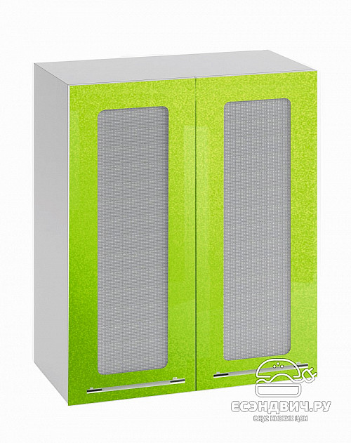 Шкаф 600 "Лакрима" (МДФ металлик) (Зеленый/Стекло) /DSV/Olv/ПС600