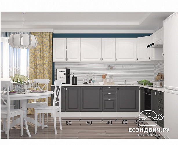 Тумба 40 (3ящ.) со столеш."Форд" (МДФ ) (Белый Софт) /Gnt/Ev/М21ст