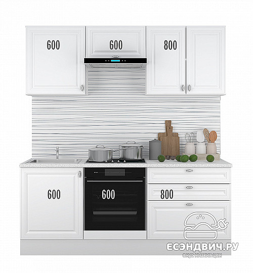 Тумба 60 под мойку накл."Форд" (МДФ ) (Белый Софт) /Gnt/Ev/М19