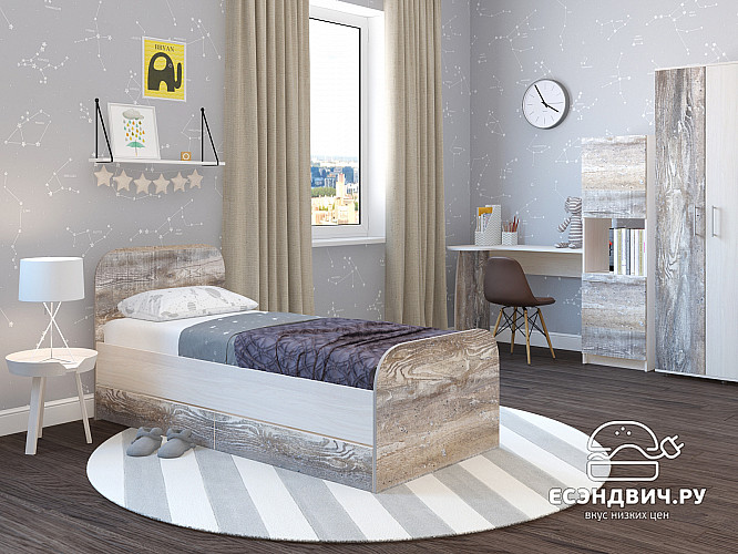 Ящик для кровати 800 "Лаворо" (Анкор белый/Бетон пайн экзотик) D_Isl