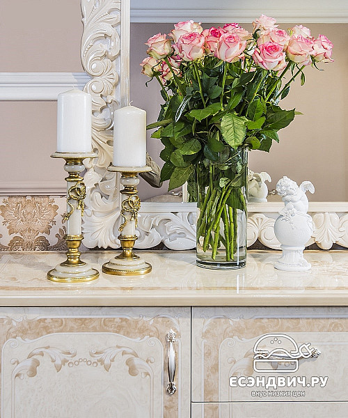 Комод/Тумба ТВ  "Клео" (МДФ) (Корень крем глянец/Патина/Шелкография/Лак) UgPt