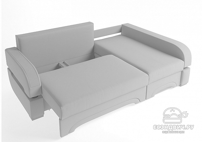 Диван угловой (универс.угол) Диего (Рогожка Savana Grey (AT)/Иск.кожа Mercury Grey 722 W (AT)/Рогожка Savana Grey (AT)/МДФ Венге