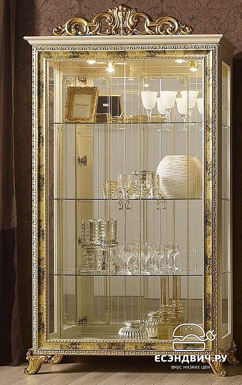 Гостиная L "Версаль" (МДФ) (Бежевый глянец/Золото/Шелкография/Стекло) Dm/Kt