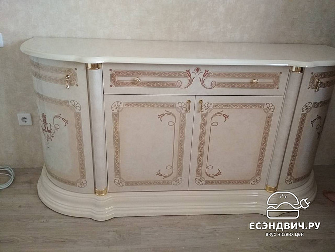 Гостиная plus "Виктория" (МДФ) (Бежевый глянец/Шелкография/Стекло) Dm/Rz