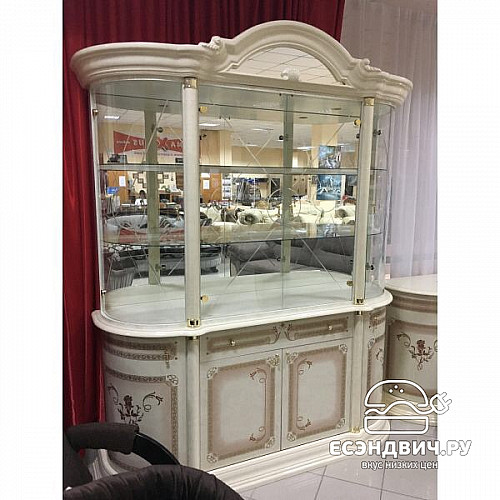 Гостиная plus "Виктория" (МДФ) (Бежевый глянец/Шелкография/Стекло) Dm/Rz