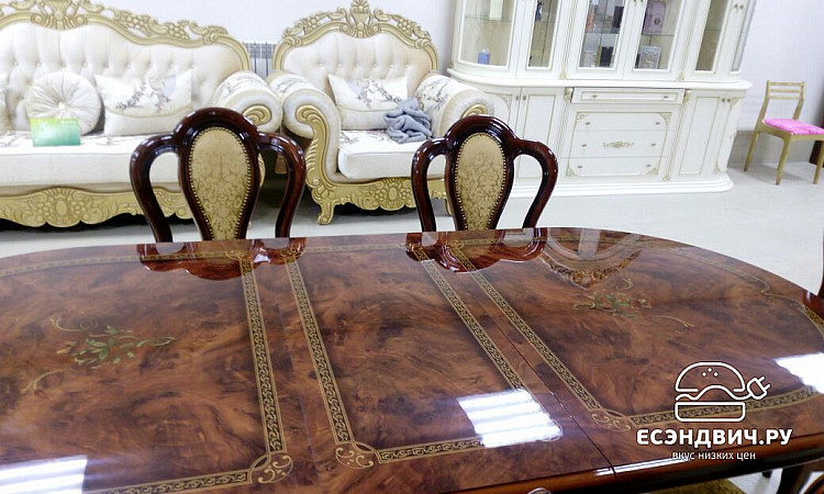 Стол раскладной L "Виктория" (МДФ) (Орех глянец/Шелкография) Dm/Rz