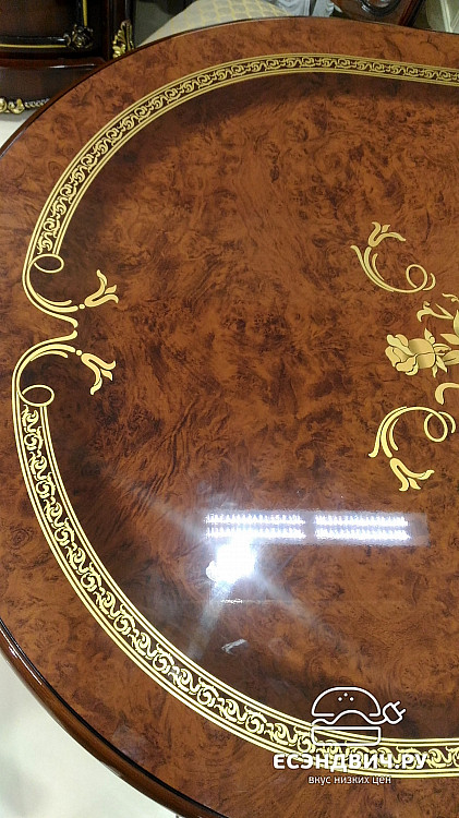 Стол раскладной L "Виктория" (МДФ) (Орех глянец/Шелкография) Dm/Rz