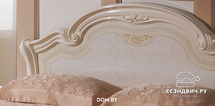 Спальный гарнитур 6 предм. "Женева" (МДФ) (Бежевый глянец/Шелкография/Зеркало) Dm/Ir