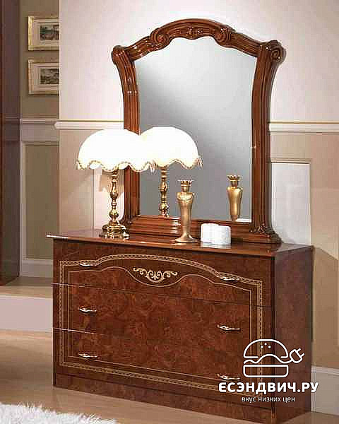 Спальный гарнитур 6 предм. "Женева" (МДФ) (Орех глянец/Шелкография) Dm/Ir