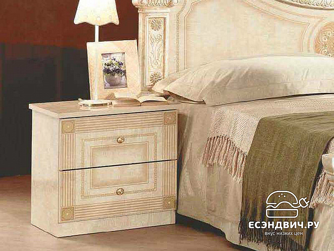 Спальный гарнитур 6 предм. "Севилья" (МДФ) (Бежевый глянец/Шелкография) Dm/Rm