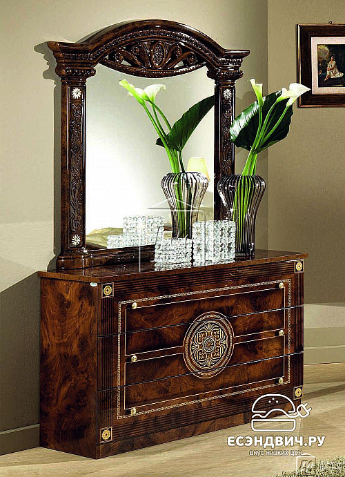 Спальный гарнитур 6 предм. "Севилья" (МДФ) (Орех глянец/Шелкография) Dm/Rm