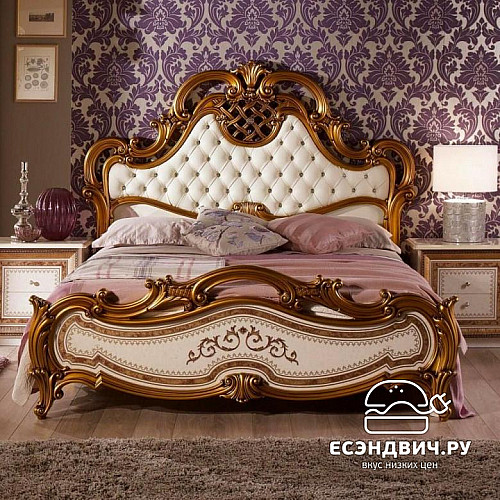 Спальный гарнитур 6 предм. "Сицилия" (МДФ) (Бежевый  глянец/Золото/Шелкография/Зеркало) Dm/An