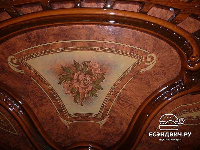 Кровать 1600 "Виктория" (МДФ) (Орех глянец/Шелкография) Dm/Rz