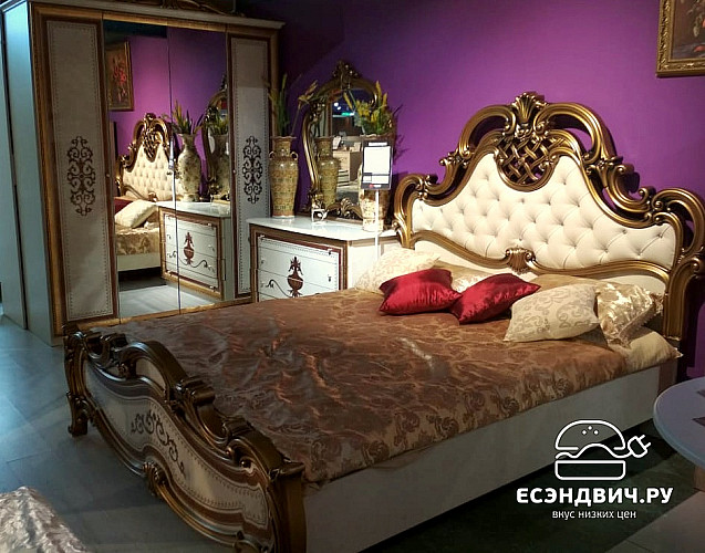 Кровать 1800 с подъемн.мех-м "Сицилия" (МДФ) (Бежевый  глянец/Золото/Шелкография) Dm/An