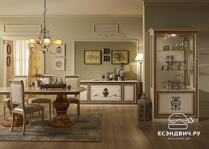 Комод L "Сицилия" (МДФ) (Бежевый глянец/Золото/Шелкография) Dm/An