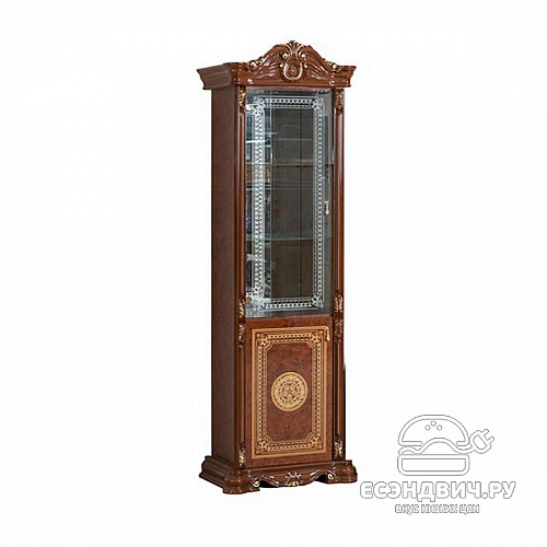 Витрина 0,5 лев. "Лозанна" (МДФ) (Орех глянец/Стекло) Dm/Gr