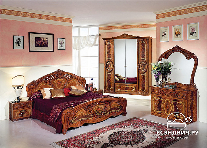 Шкаф 4-х дв. 1,87 "Виктория" (МДФ) (Орех глянец/Шелкография) Dm/Rz