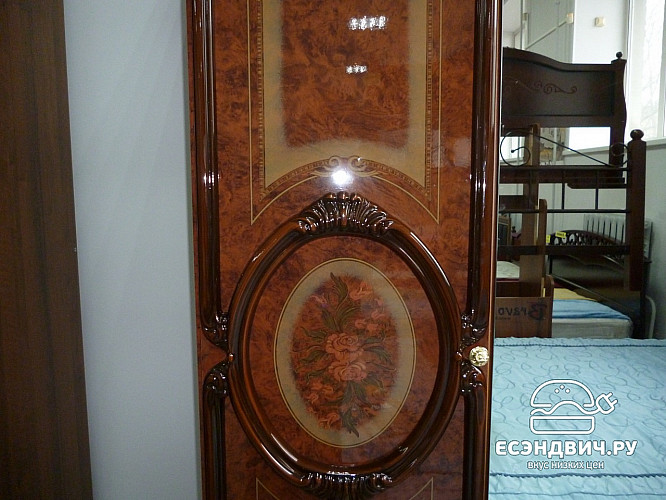 Шкаф 6-ти дв. 2,75 "Виктория" (МДФ) (Орех глянец/Шелкография) Dm/Rz