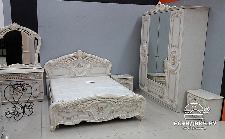 Спальный гарнитур 6 предм. "Виктория" (МДФ) (Бежевый  глянец/Шелкография) Dm/Rz