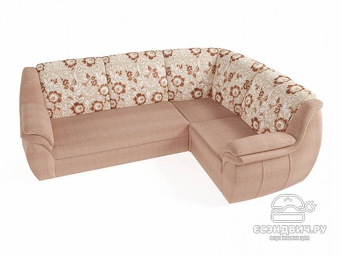Диван угловой Дакота (Велюр Shaggy Desert (AT)/Жаккард Edem Sand (AT)