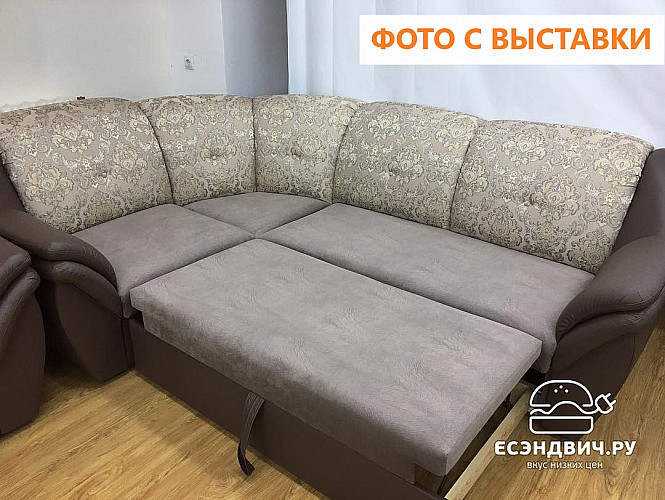 Диван угловой Дакота (Велюр Shaggy Desert (AT)/Жаккард Edem Sand (AT)