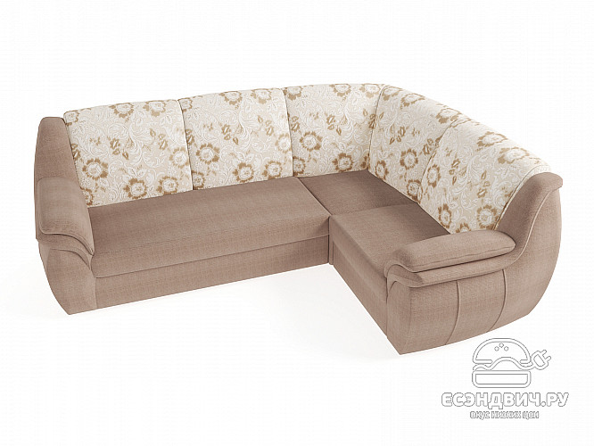 Диван угловой Дакота (Велюр Shaggy Mokka (AT)/Жаккард Edem Beige (AT)