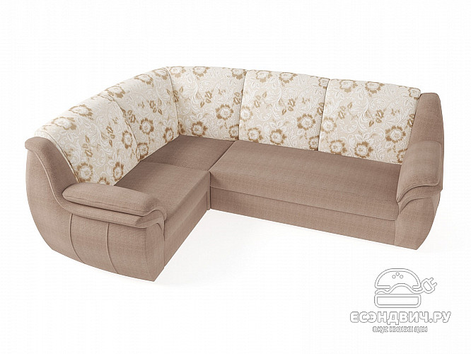 Диван угловой Дакота (Велюр Shaggy Mokka (AT)/Жаккард Edem Beige (AT)