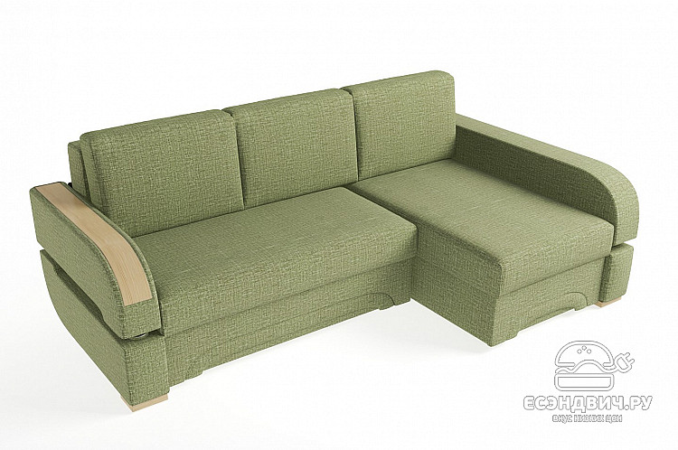 Диван угловой (универс.угол) Диего (Велюр Twist Green (AT)/МДФ Бук)
