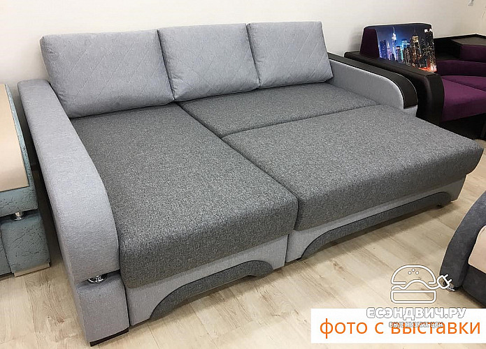 Диван угловой (универс.угол) Диего (Замша Sydney Atlantic (AT)/МДФ Венге)