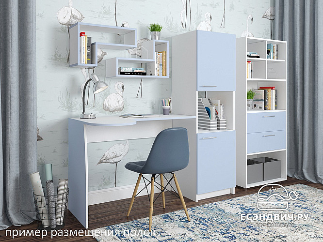 Полка навесная L "Лаворо" (Анкор светлый/Розовый кварц) D_Fh