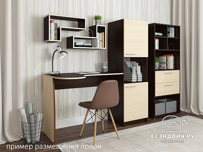 Полка навесная L "Лаворо" (Анкор тёмный/Анкор светлый) D_Fh