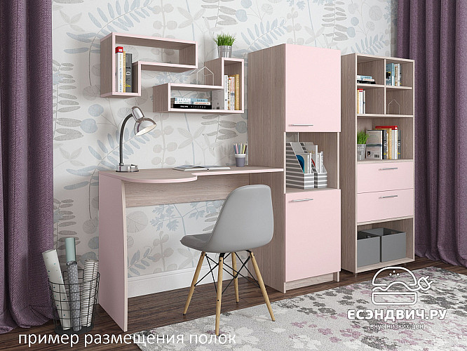 Полка навесная L "Лаворо" (Венге/Дуб вотан) D_Fh