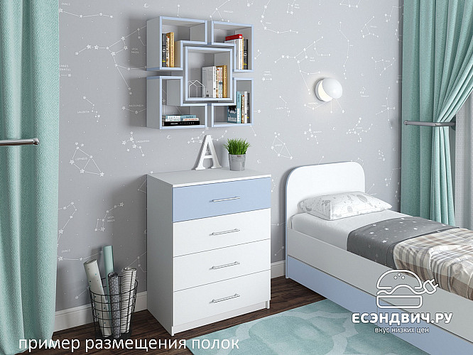 Полка навесная квадро "Лаворо" (Белый/Анкор белый) D_Fh