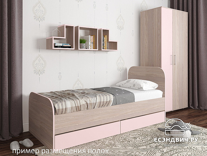 Полка навесная квадро "Лаворо" (Выбеленный Дуб/Выбеленный Дуб) D_Fh