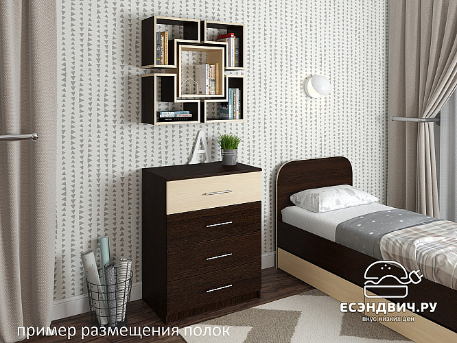 Полка навесная квадро "Лаворо" (Сосна винтерберг/Сосна винтерберг) D_Fh