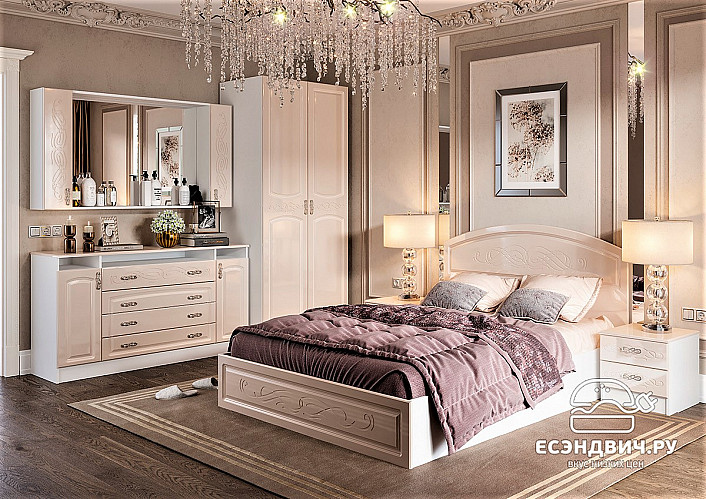 Комод L "Париж" (МДФ) (Жемчуг) EsandwichИЦВ-КМ-01