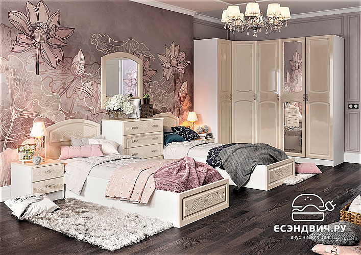 Шкаф 2-х дв. 0,9м штанга "Париж" (МДФ) (Жемчуг) EsandwichИЦВ-ШК-2