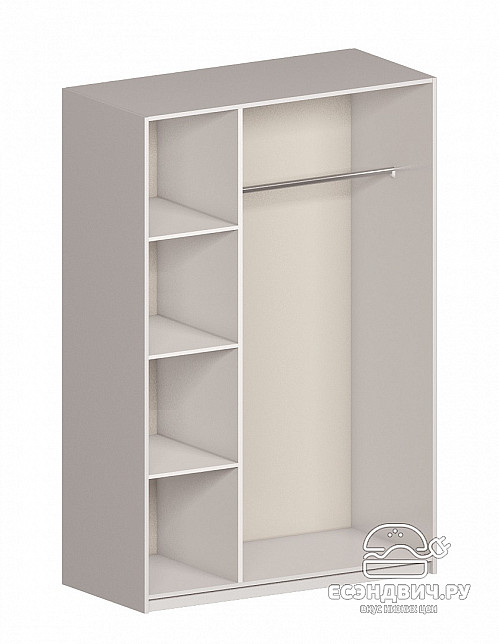 Шкаф 3-х дверный 1,35м штанга/полки"Париж" (МДФ) (Жемчуг) EsandwichИЦВ-ШК-3