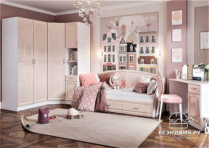 Кровать 1600 "Париж" (МДФ) (Жемчуг) EsandwichИЦВ-КР-160