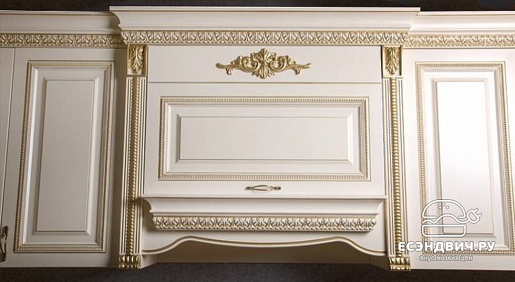 Кухня угловая 4,29х2,33 "Белла" (Бежевый/Золото) (МДФ/Лак) /Sk/Am